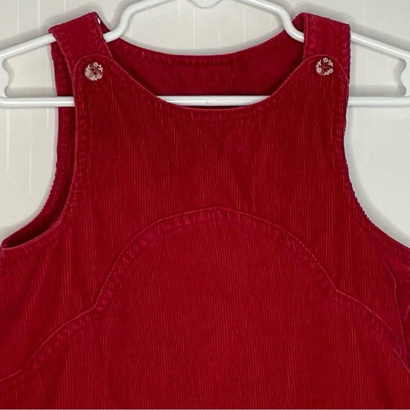 Red Corduroy Floral Embroidery Jumper Dress 18M Cotton - Picture 3 of 11